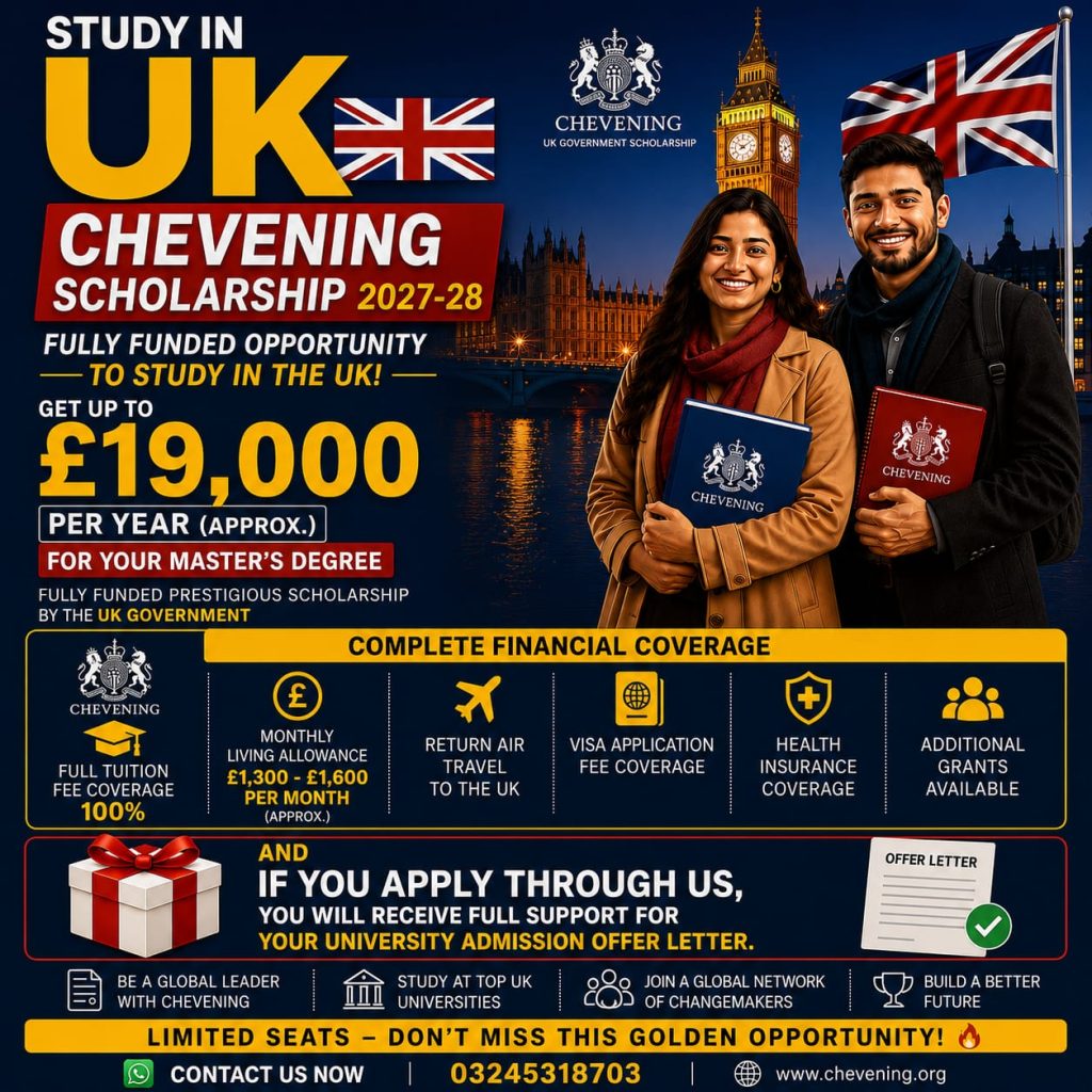 Chevening Scholarship 2027 – Fully Funded UK Master’s Scholarship